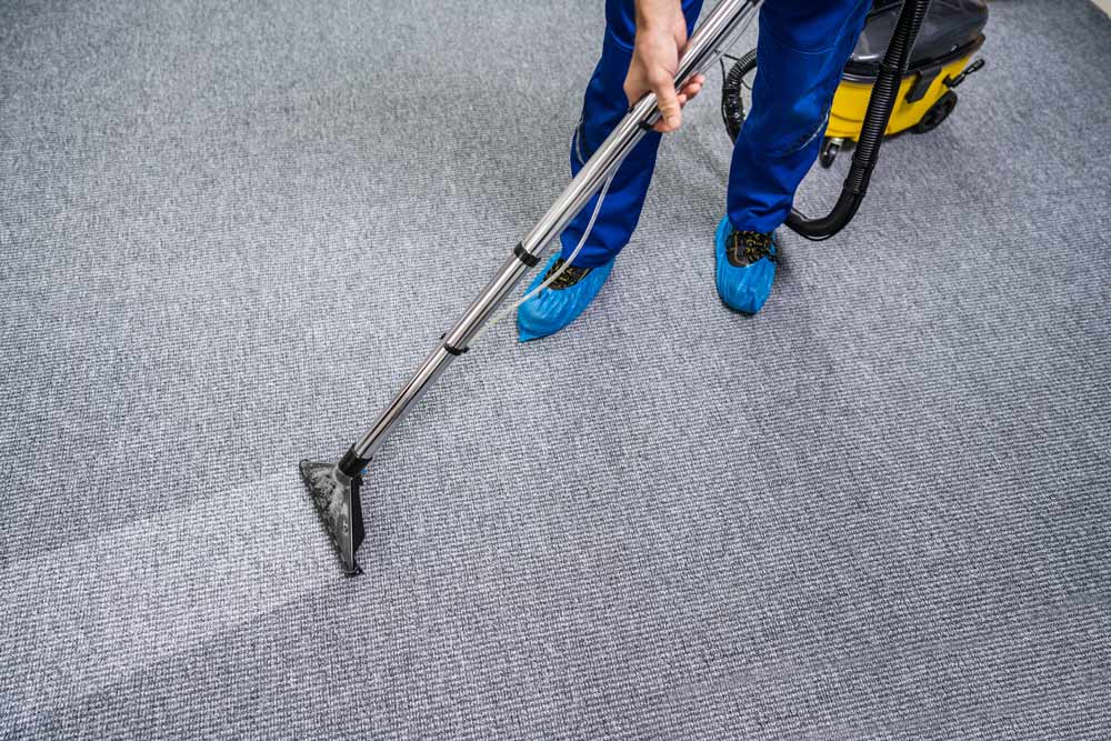 Person Cleaning Carpet With Vacuum Cleaner